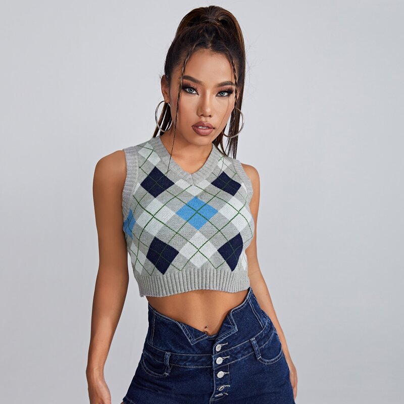 

Argyle Pattern Sweater Vest, Multicolor