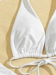 3packs Halter Bikini Set & Beach Skirt - White - View 5