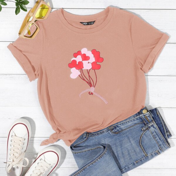 

Heart Print Tee, Apricot