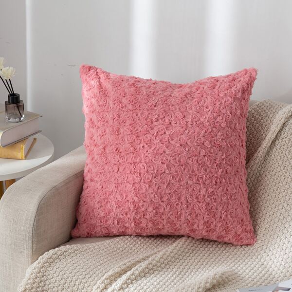 

Plush Fold Rose Cushion Cover Without Filler, Pink