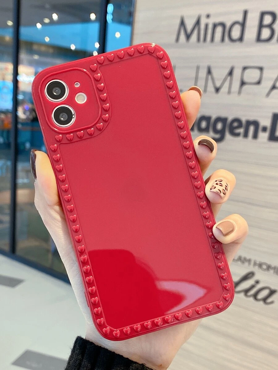 Funda compatible con iphone con marco de corazón - Rojo - Ver 1