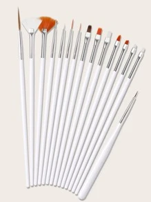 Nail Art Brushes Set,15PCS Gel Nail Art Painting Kit Brushes, Flower Drawing Pen Gel Nail Polish Painting Brushes Nail Art Pens Kit Manicure Nail Art Polish Pen Tool,For Home Use and Professional Nail Salon - White - View 2