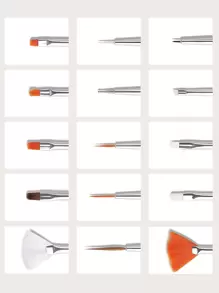 Nail Art Brushes Set,15PCS Gel Nail Art Painting Kit Brushes, Flower Drawing Pen Gel Nail Polish Painting Brushes Nail Art Pens Kit Manicure Nail Art Polish Pen Tool,For Home Use and Professional Nail Salon - White - View 5