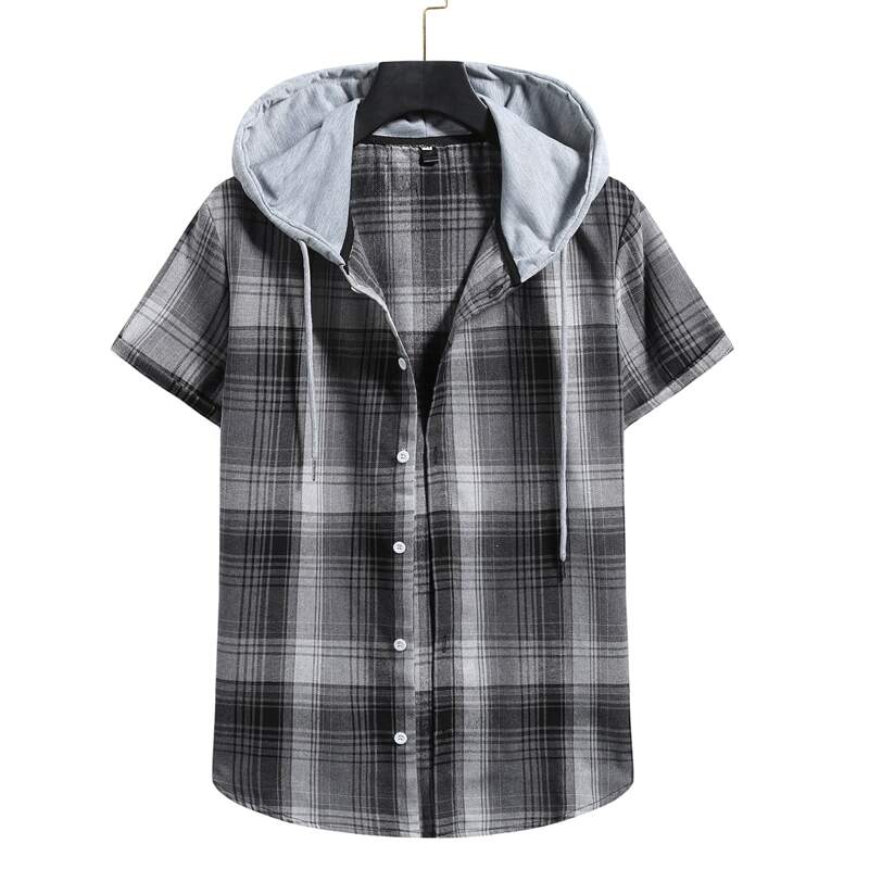 

Guys Plaid Button Front Drawstring Hooded Shirt, Multicolor