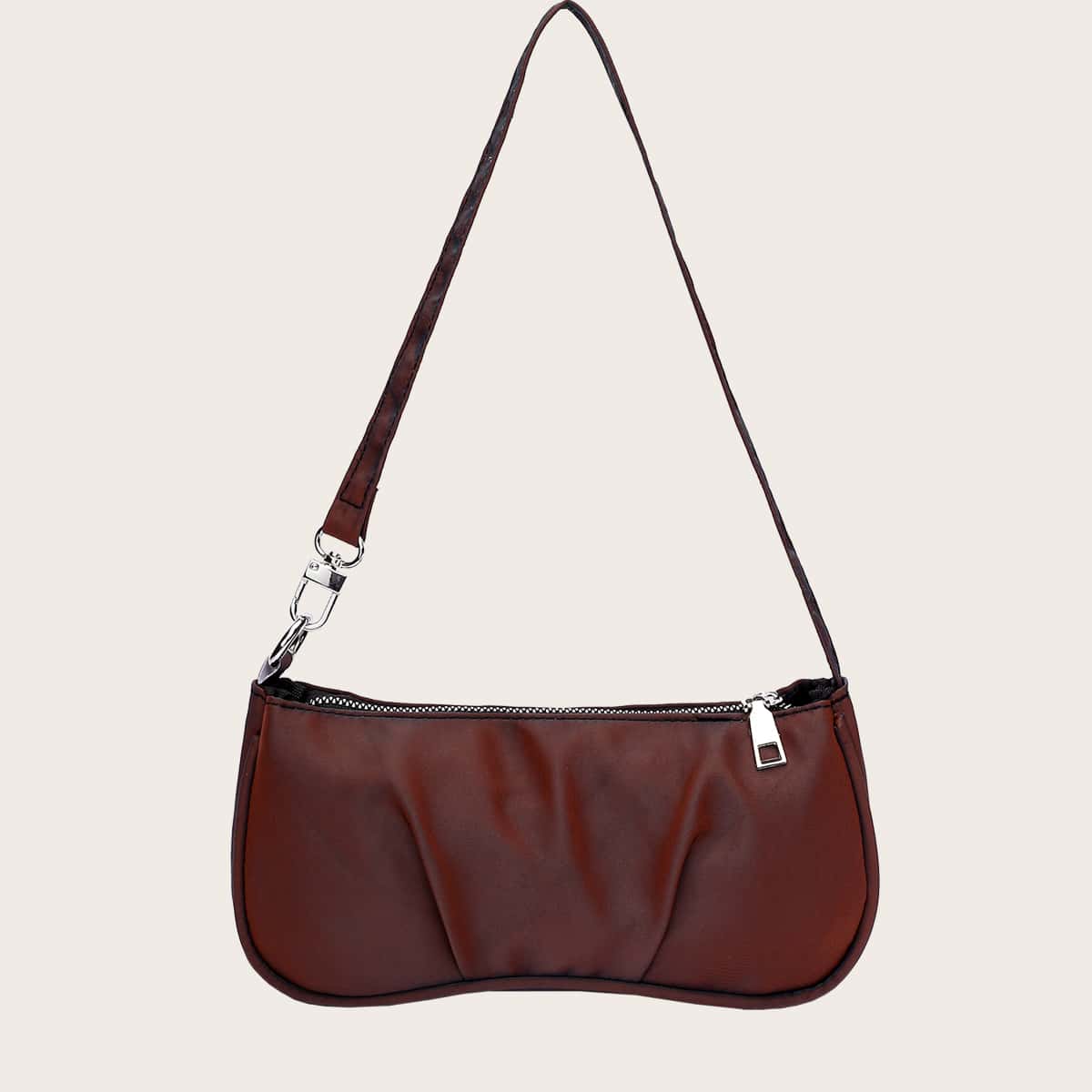 

Ruched Baguette Bag, Maroon