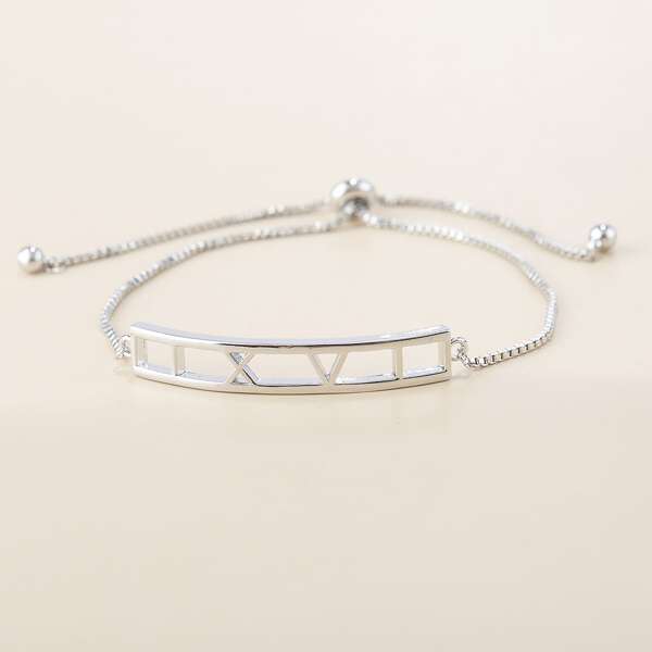 

Men Hollow Out Geometric Decor Bracelet, Silver