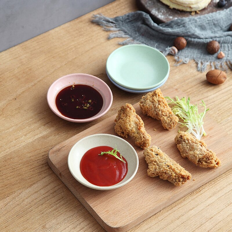 

4pcs Round Seasoning Dish, Multicolor