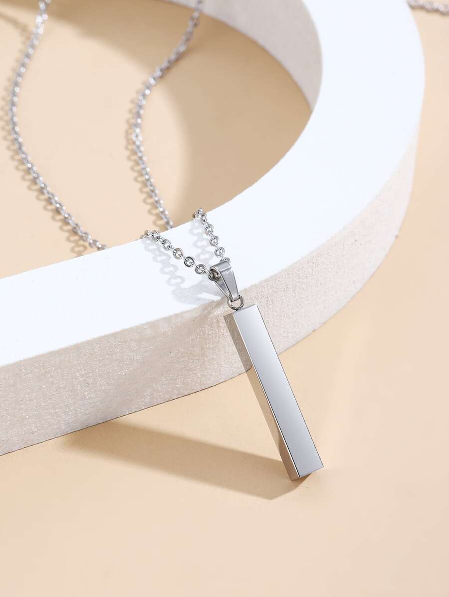 HOTNICE 時尚流行男士幾何魅力項鍊不銹鋼朋克嘻哈風格適合珠寶禮物和時尚外觀 - 銀色 - 查看 1