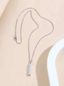 HOTNICE 時尚流行男士幾何魅力項鍊不銹鋼朋克嘻哈風格適合珠寶禮物和時尚外觀 - 銀色 - 查看 2