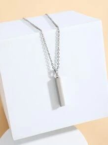 HOTNICE 時尚流行男士幾何魅力項鍊不銹鋼朋克嘻哈風格適合珠寶禮物和時尚外觀 - 銀色 - 查看 3