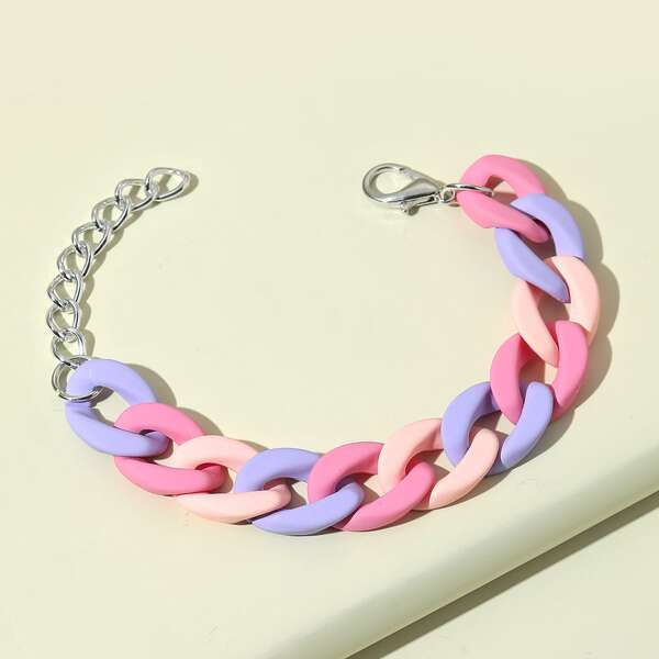 

Colorful Acrylic Chain Bracelet, Multicolor
