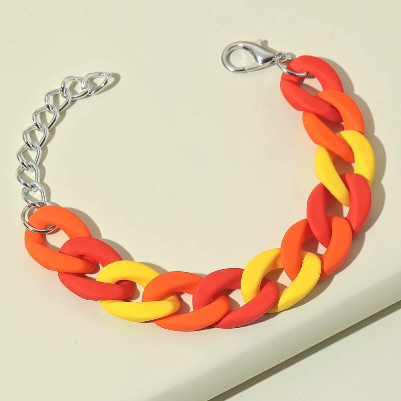 

Colorful Acrylic Chain Bracelet, Multicolor