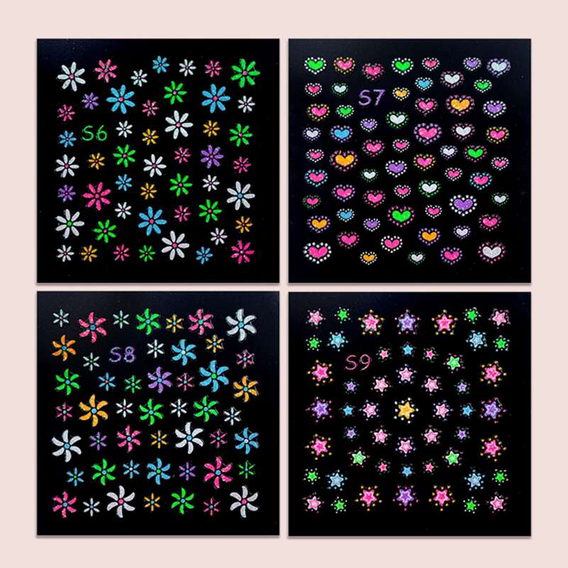 

4sheets Luminous Star Pattern Nail Art Stickers, Multicolor
