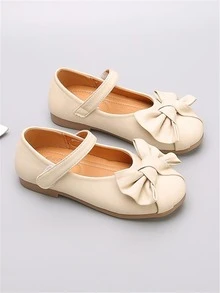 Zapatillas de niñas con lazo - Beis - Ver 2