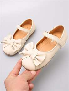Zapatillas de niñas con lazo - Beis - Ver 3