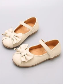 Zapatillas de niñas con lazo - Beis - Ver 4