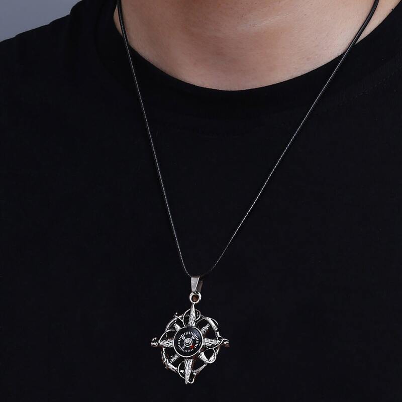 

Guys Compass Charm Necklace, Antique silver