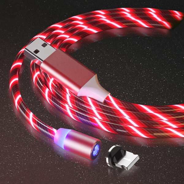 

Magnetic Head Luminous iPhone Data Cable, Red