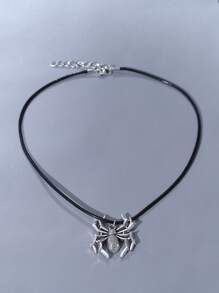 Men Spider Charm Necklace - Silver - View 3