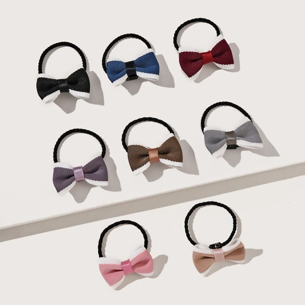 

8pcs Toddler Girls Bow Decor Hair Tie, Multicolor