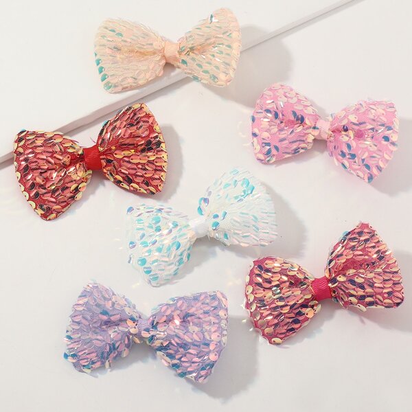 

6pcs Toddler Girls Bow Decor Hair Clip, Multicolor