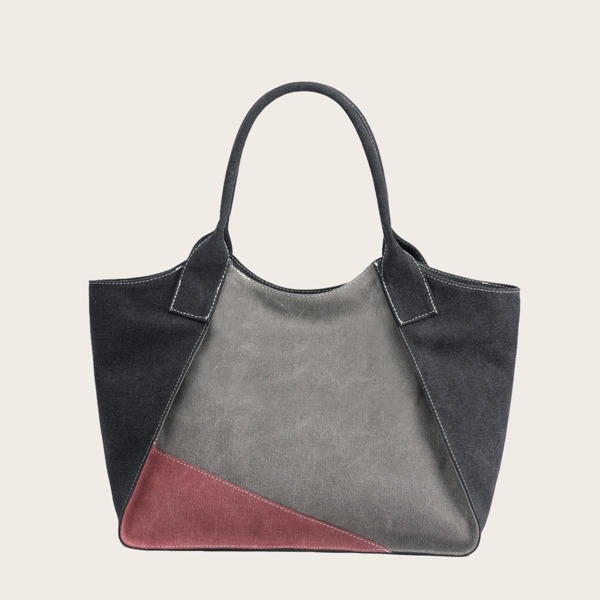 

Canvas Shoulder Tote Bag, Grey
