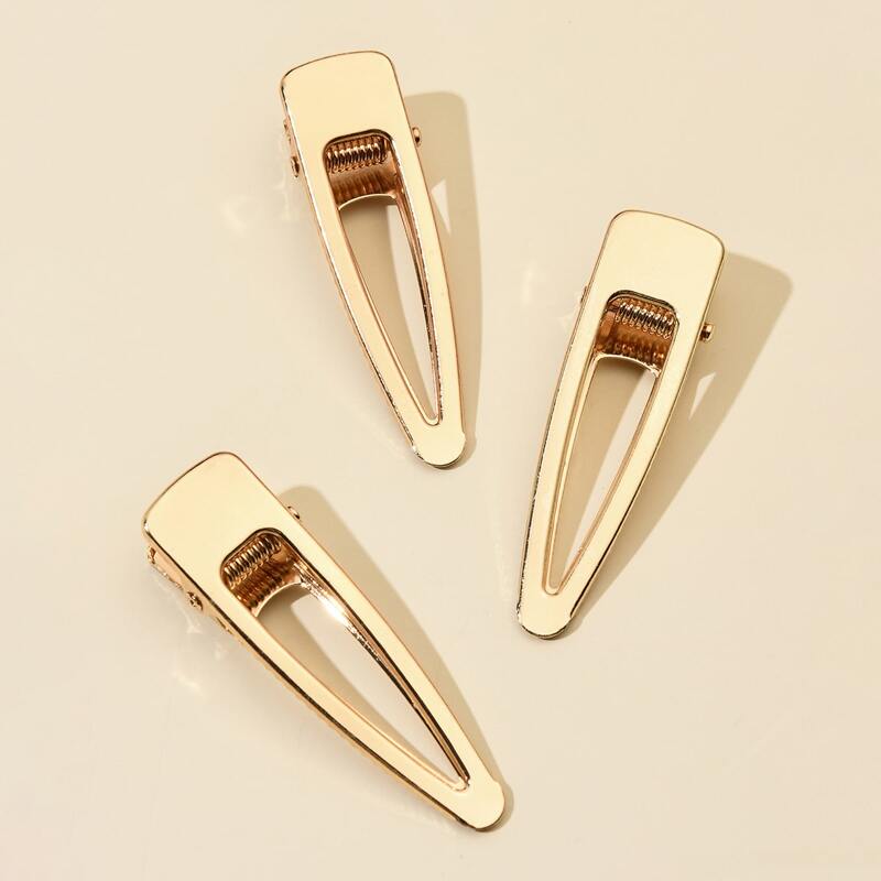 

3pcs Hair Clip, Gold