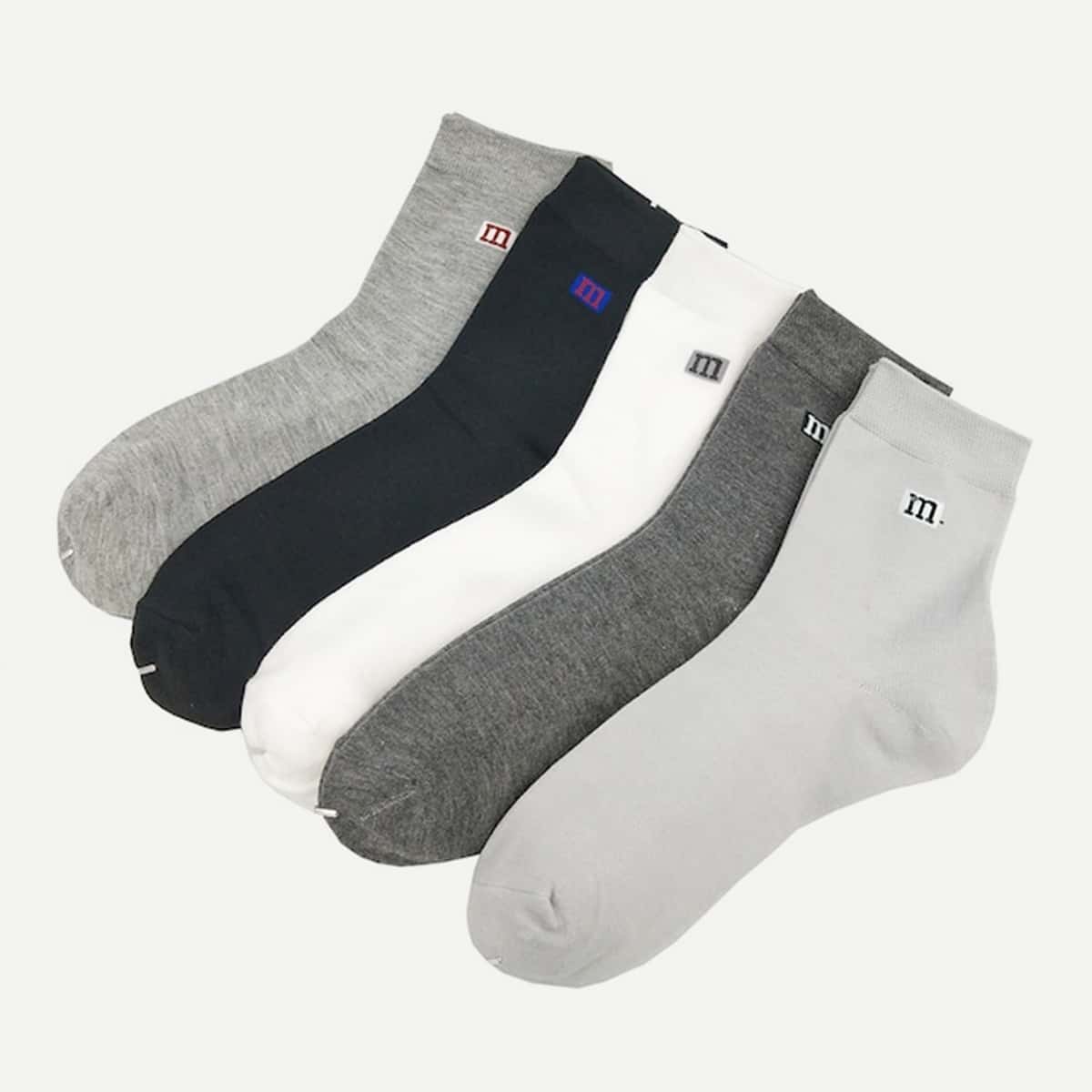 

Guys 5pairs Letter Crew Socks, Multicolor