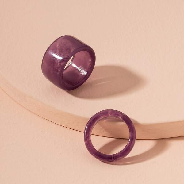 

2pcs Hollow Out Round Ring, Purple