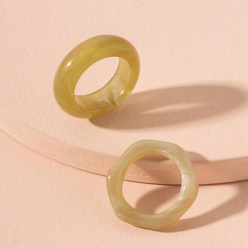 

2pcs Hollow Out Ring, Yellow