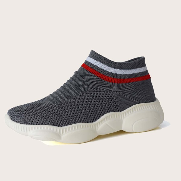 

Boys Striped Knit Sneakers, Grey