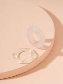 2入組鏤空戒指 - 無色 - 查看 1