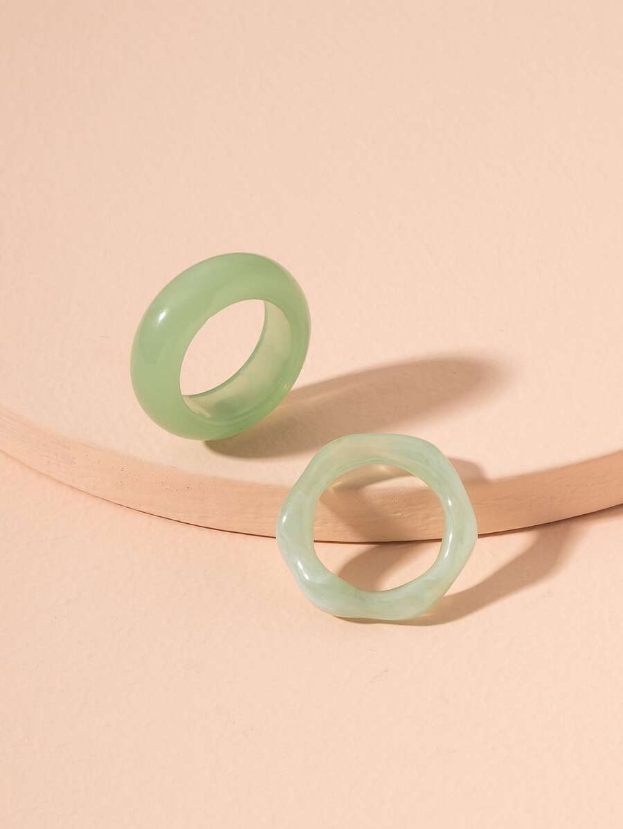 2pcs Hollow Out Ring - Green - View 1