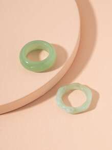 2pcs Hollow Out Ring - Green - View 2