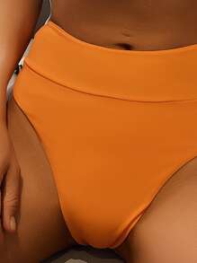 High Waisted Bikini Set For Summer Beach Vacation - Orange - View 4