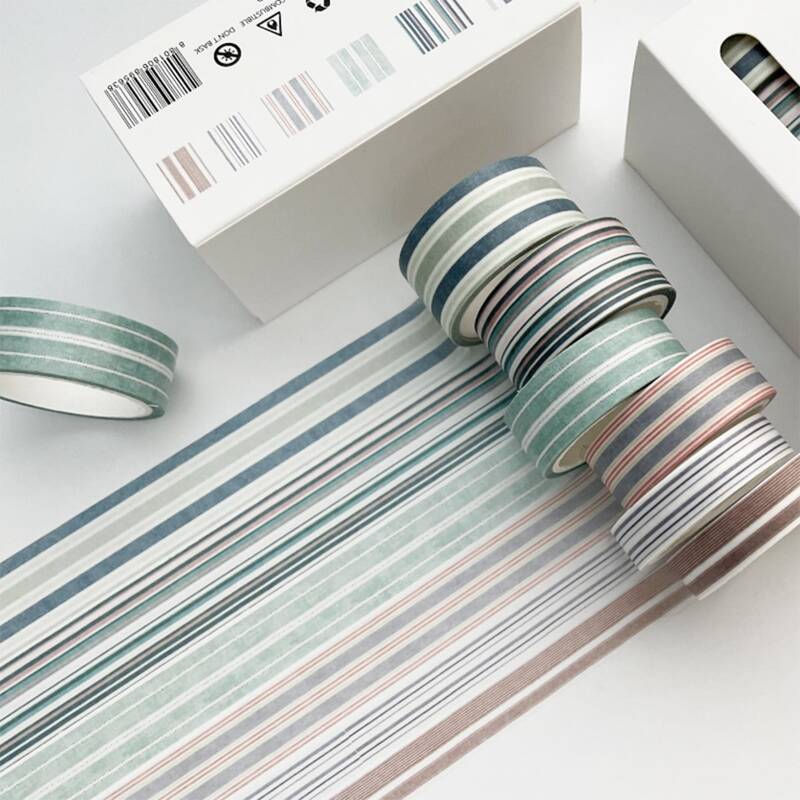 

6rolls Striped Pattern Decorative Tape, Multicolor