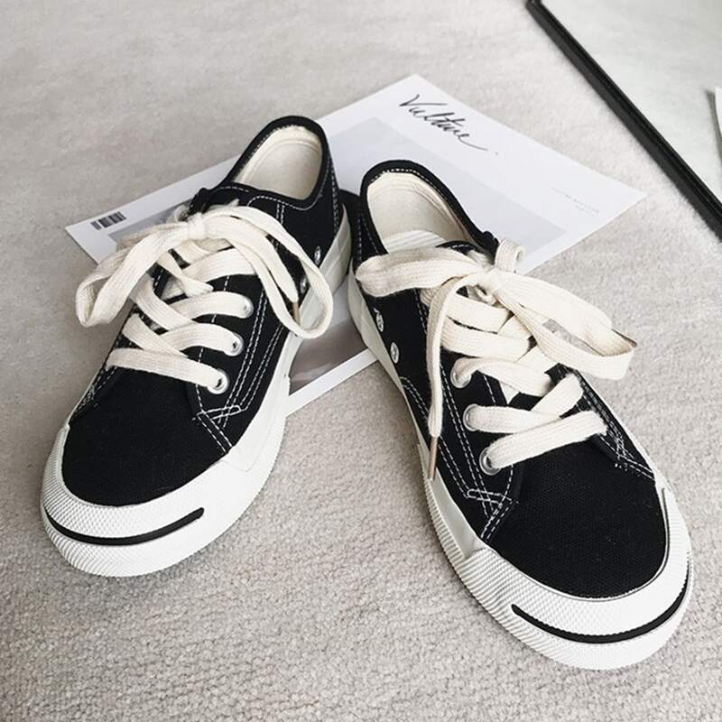 

Lace-up Canvas Sneakers, Black