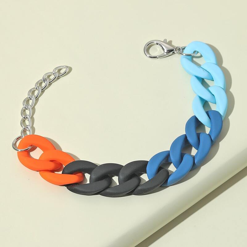 

Color Block Chain Bracelet, Multicolor