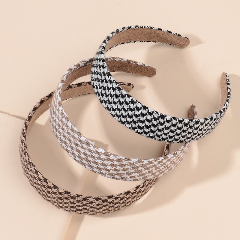 

3pcs Houndstooth Headband, Multicolor