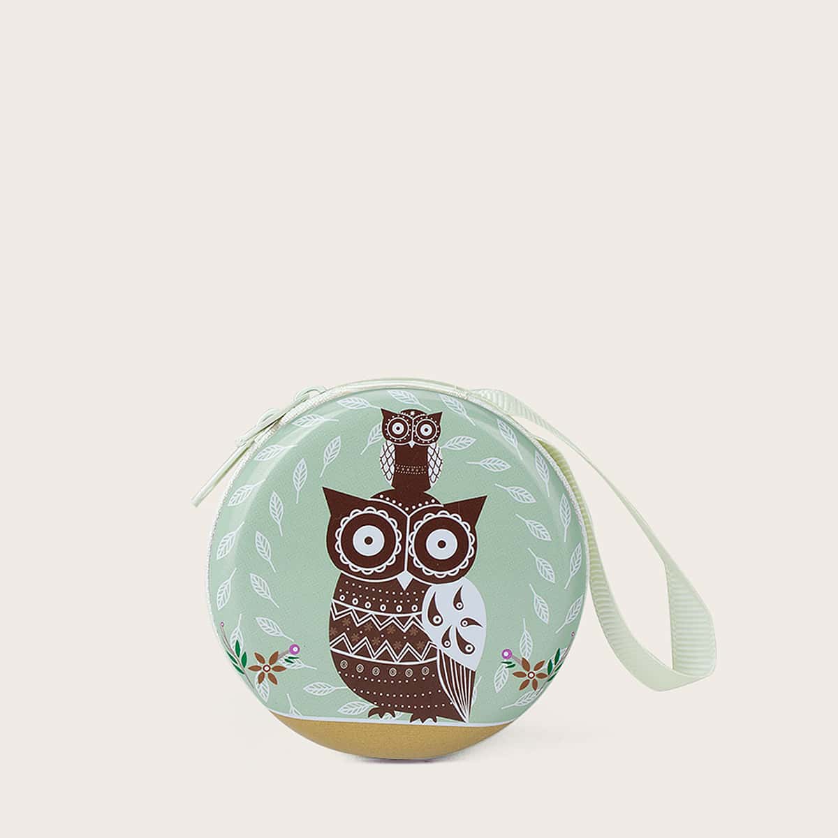 

Cartoon Owl Round Coin Purse, Mint green