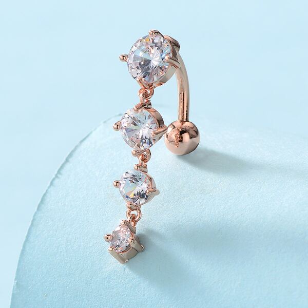 

Zircon Decor Navel Belly Ring, Rose gold