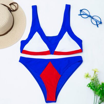 Color Block Bikini Swimsuit