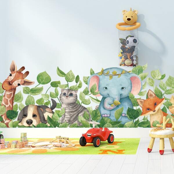 

Kids Cartoon Animal Print Wall Sticker, Multicolor