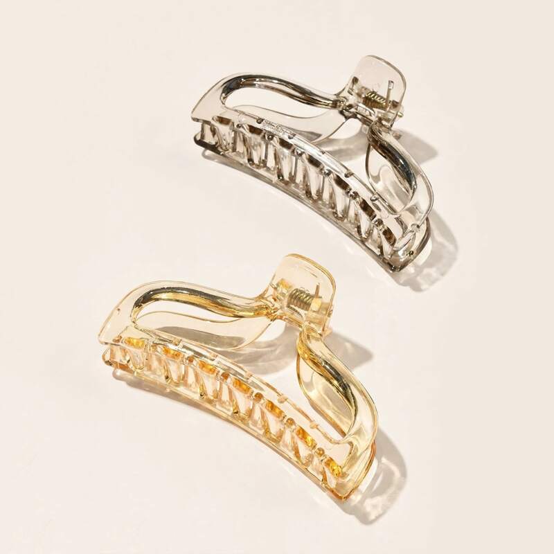 

2pcs Clear Hair Claw, Multicolor