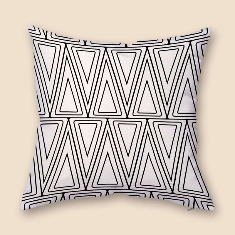

Geometric Pattern Cushion Cover Without Filler, Black and white