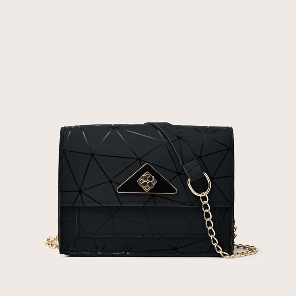 

Geometric Pattern Crossbody Bag, Black