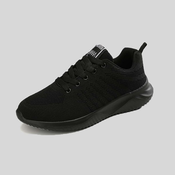 

Men Lace-up Front Low Top Knit Sneakers, Black