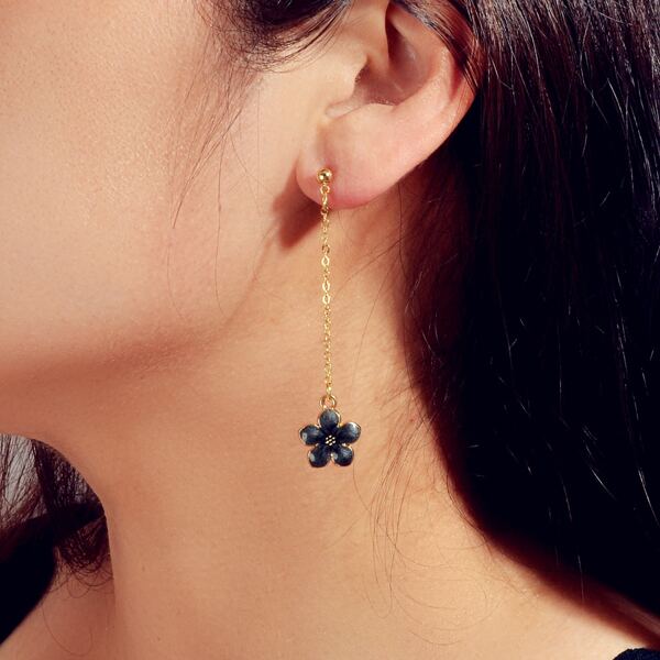 

Flower Drop Earrings, Black