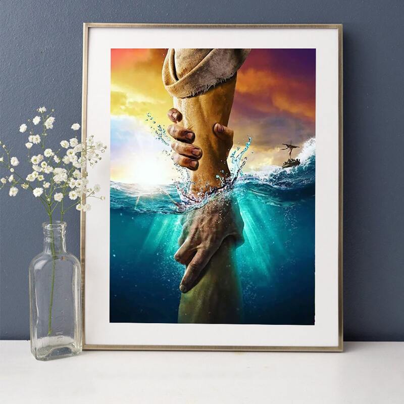 

Hand Print Diamond Painting Without Frame, Multicolor
