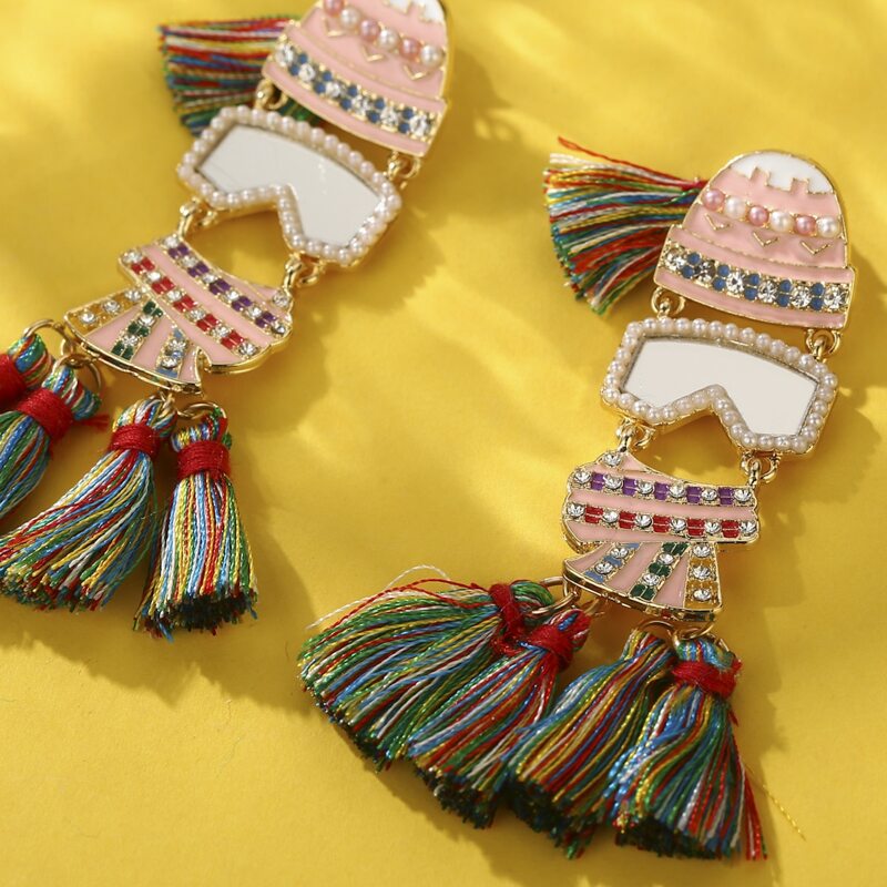 

Colorful Tassel Drop Earrings, Multicolor